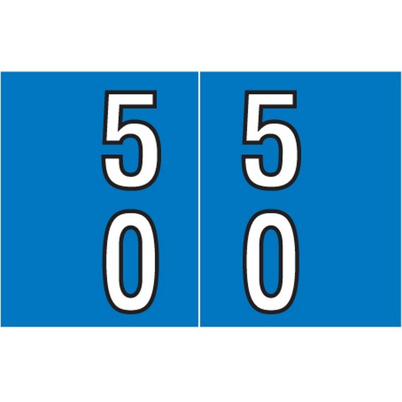 Barkley DBKE Compatible "50" Double Digit Labels, Laminated Stock, 1" X 1-1/2"