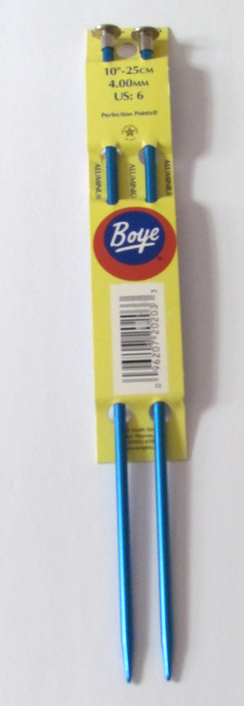 Boye Bright Blue Aluminum Straight Knitting Needles Size US: 6, 10" Long - NOS