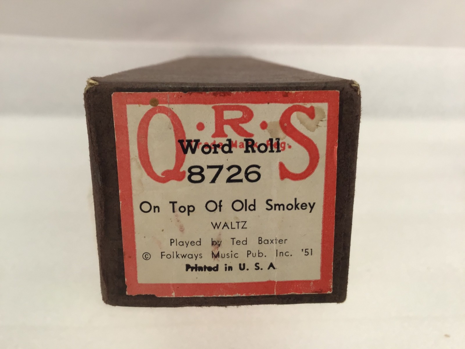 QRS Word Roll Player Piano 8726 ON TOP OF OLD SMOKEY - Waltz 1951 Folkways Music