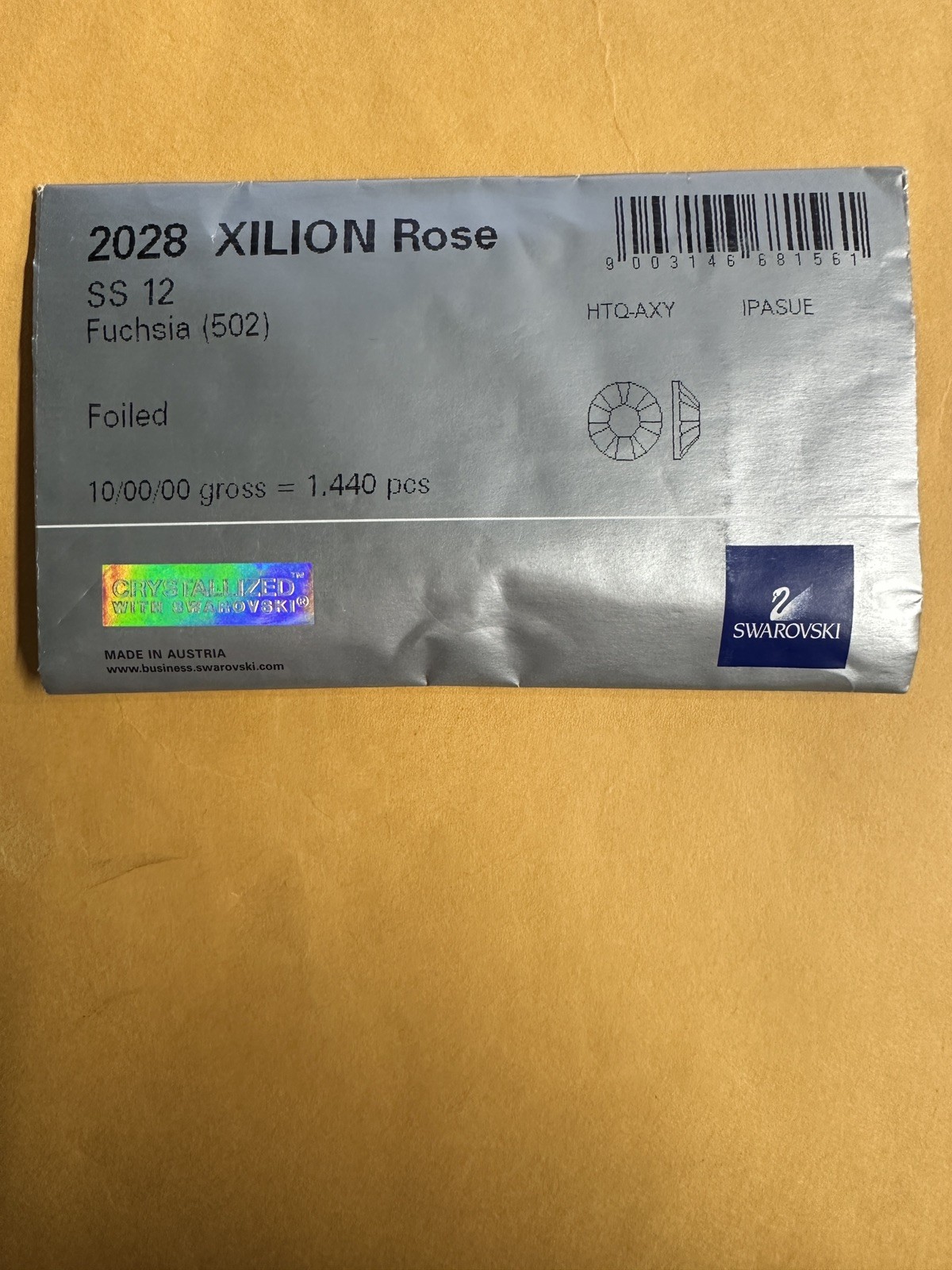 Swarovski Fuchsia 502 SS 12 Foiled Flatback Crystal Xilion Rose 2028 1,440 pcs