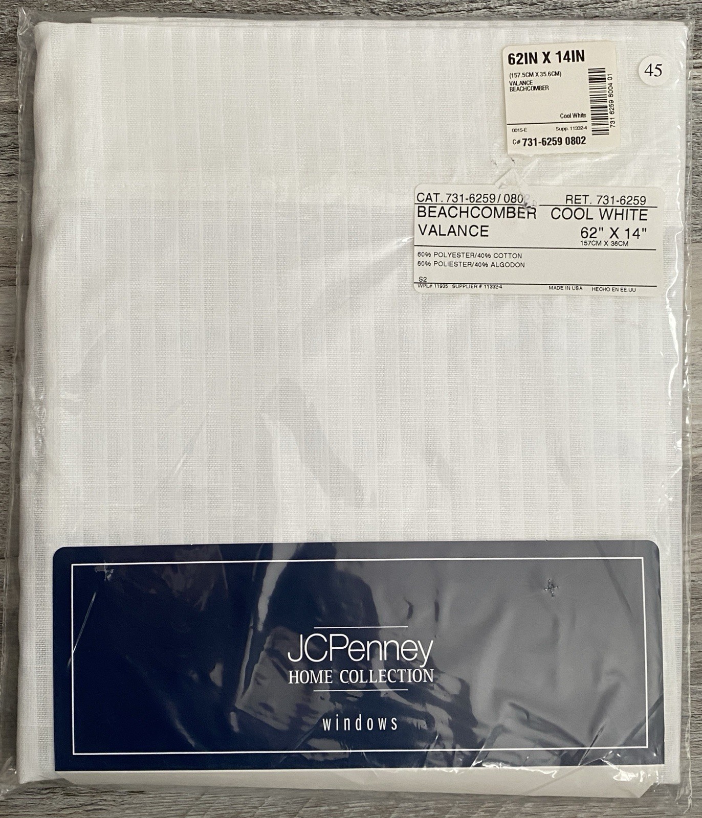 JC Penney Cool White Beachcomber Valance 62x14