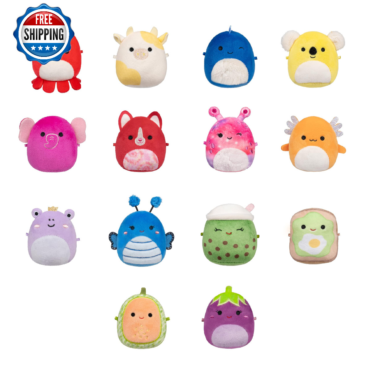 Squishmallows Original Micromallows Plush Rainbow 14-Pack - Donny, Loraly & More