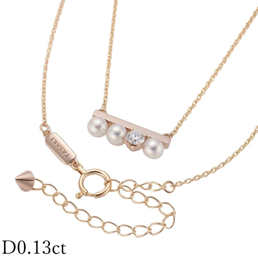 TASAKI Pearl Diamond 0.13ct Petit Balance Necklace P 16743 5 18KSG K18PG 750SG