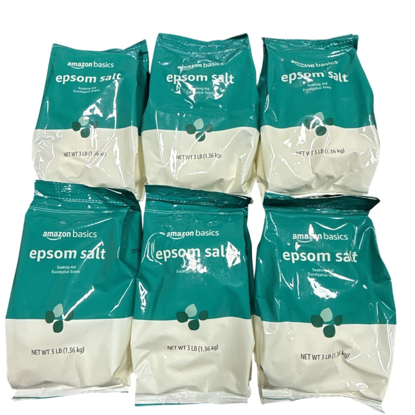 Amazon Basics Epsom Salt Soaking Aid Eucalyptus Scented 3 Lb Pack Of 6