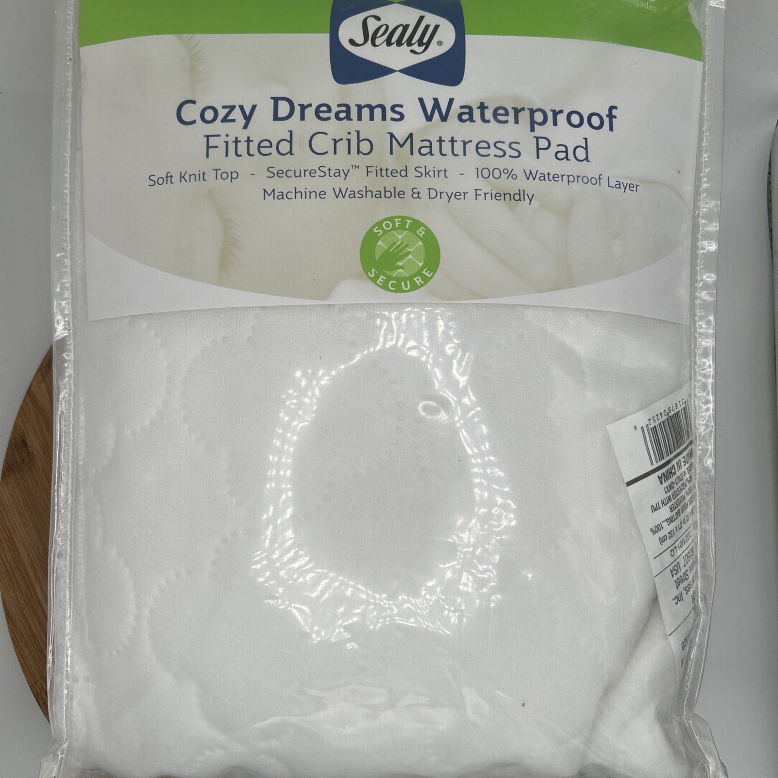 New Sealy Crib Mattress Fitted Pad Cozy Dreams Waterproof White 52x28 ED021