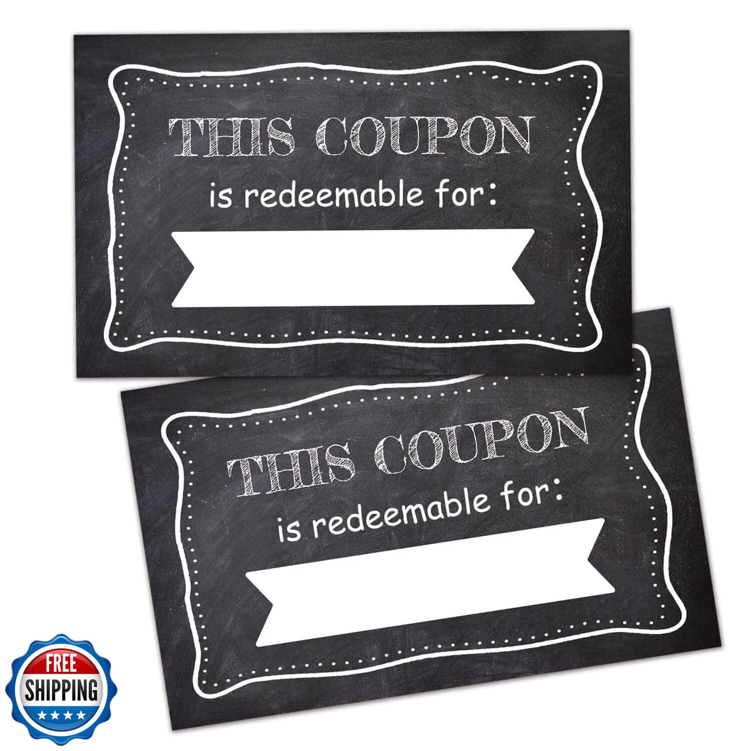 50 Coupon Cards, Chalk Blank Gift Certificates Redeem Vouchers for Business,C