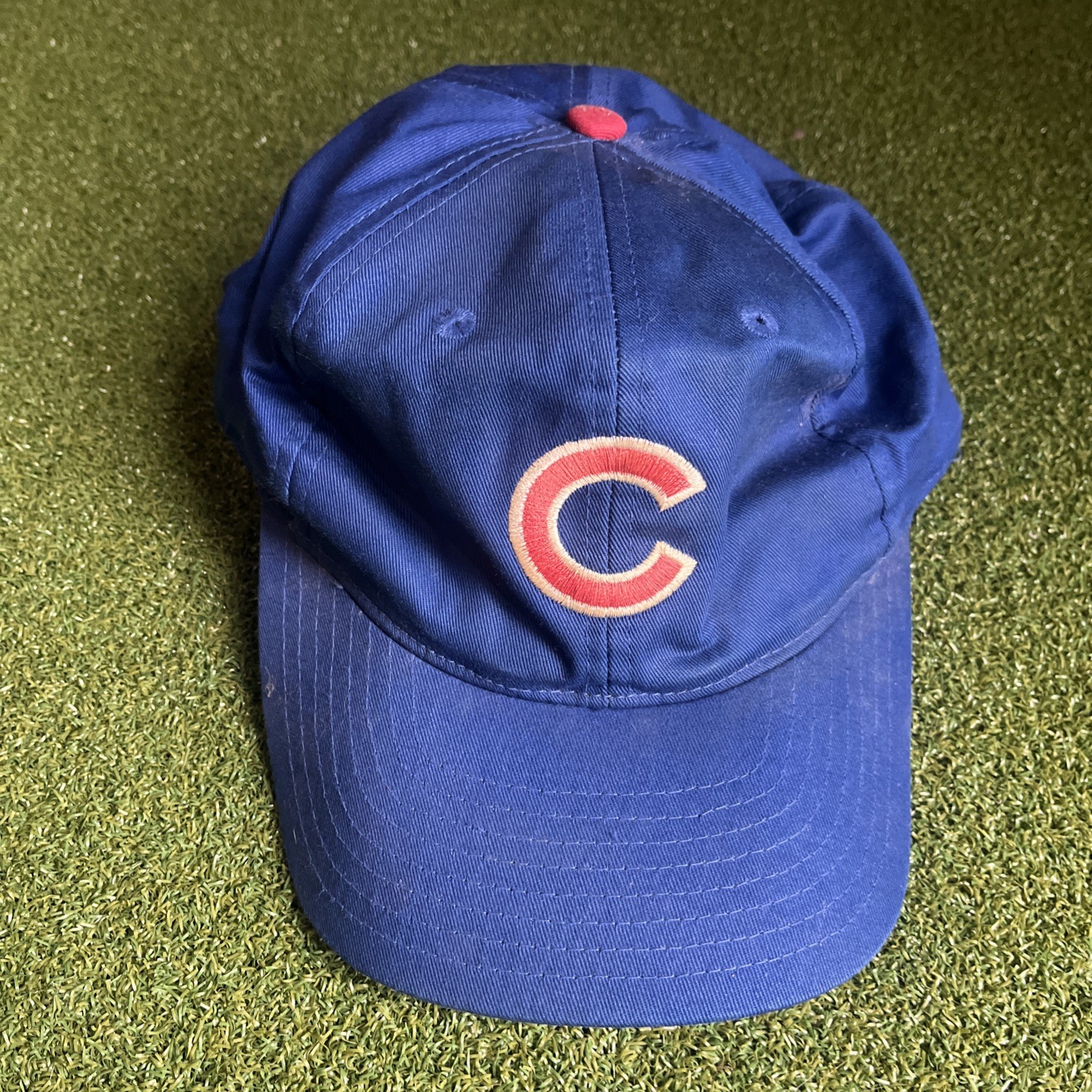 Vintage 80s Chicago Cubs Twins Enterprise Snapback Hat MLB Blue Red w/Green Brim