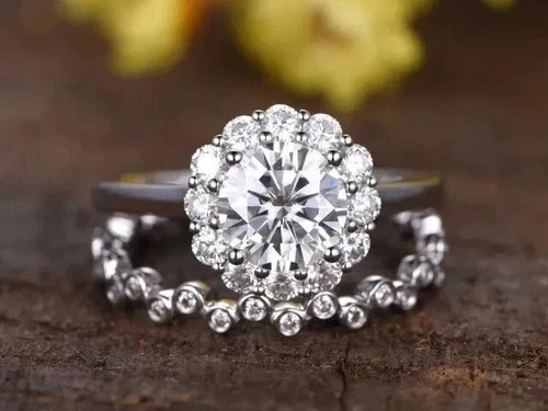 2.50Ct Round Cut Lab Created Diamond 14K White Gold FN Engagement Ring Set
