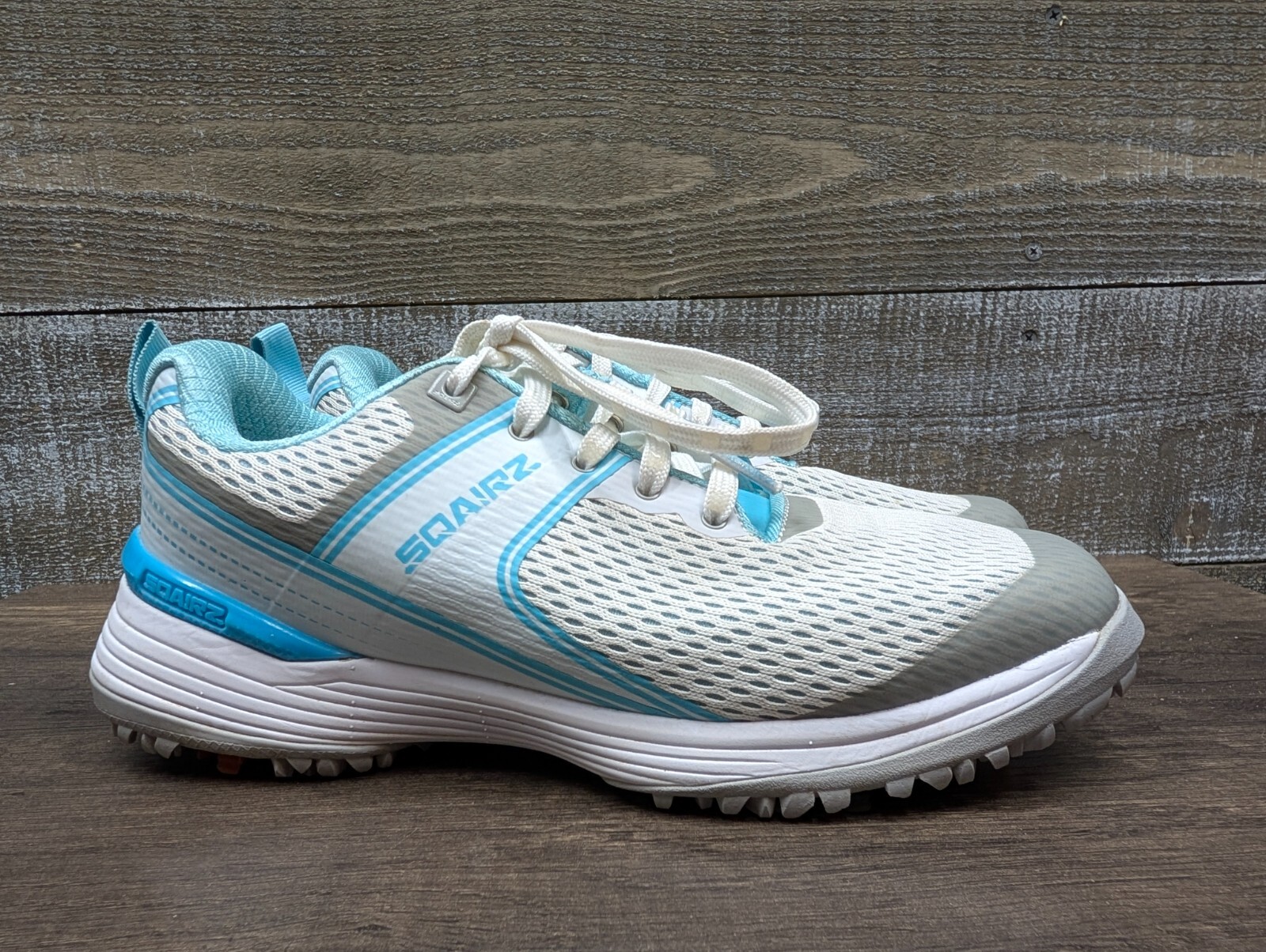 Sqairz Freedom  White Blue Torque Mesh Golf Sneakers Shoes Women's 7