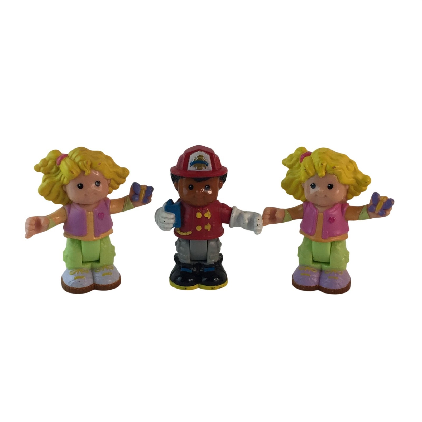 Fisher Price Little People Posable Figures Sarah Lynn & Fireman Michael Lot of 3