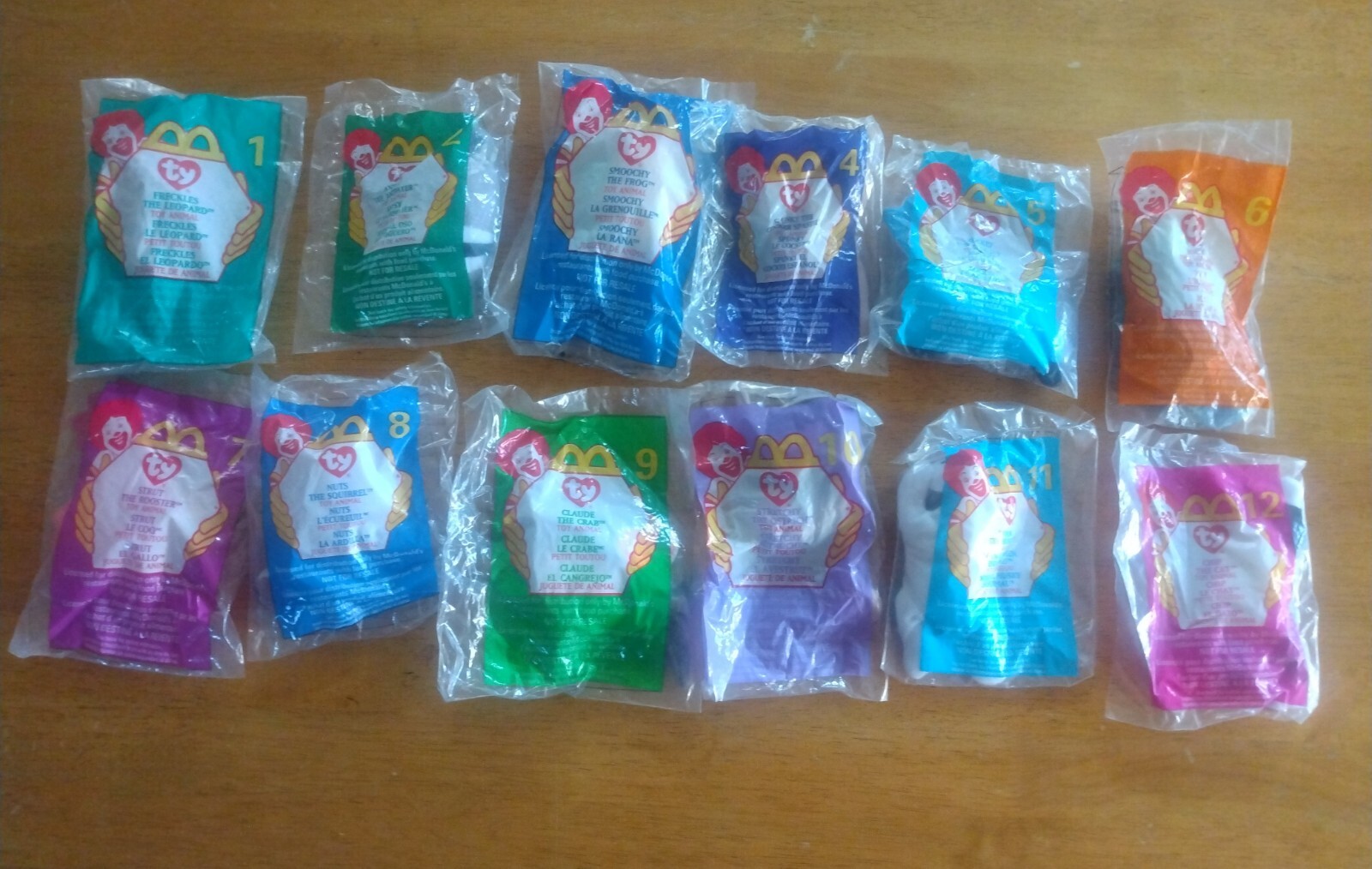 Vtg Lot Of McDonald's Happy Meal Teenie Beanie Baby 1-12 Pre-owned.C Description