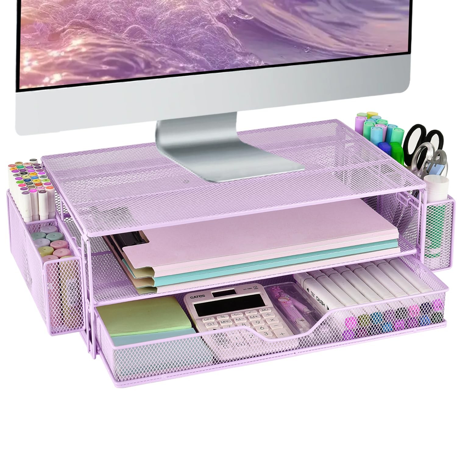 Computer Monitor Stands Riser，2-Tier Desk Organizers and Accessories, Office ...