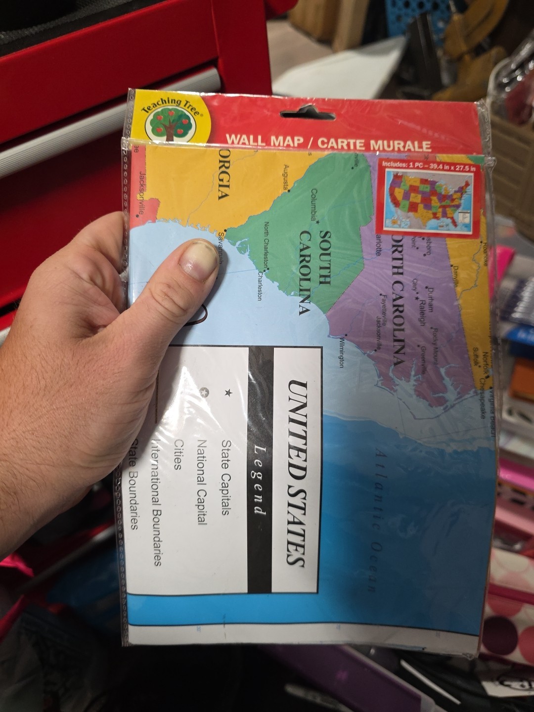 USA Wall Map United States Maps America Cities State Borders/Capitals Time Zones