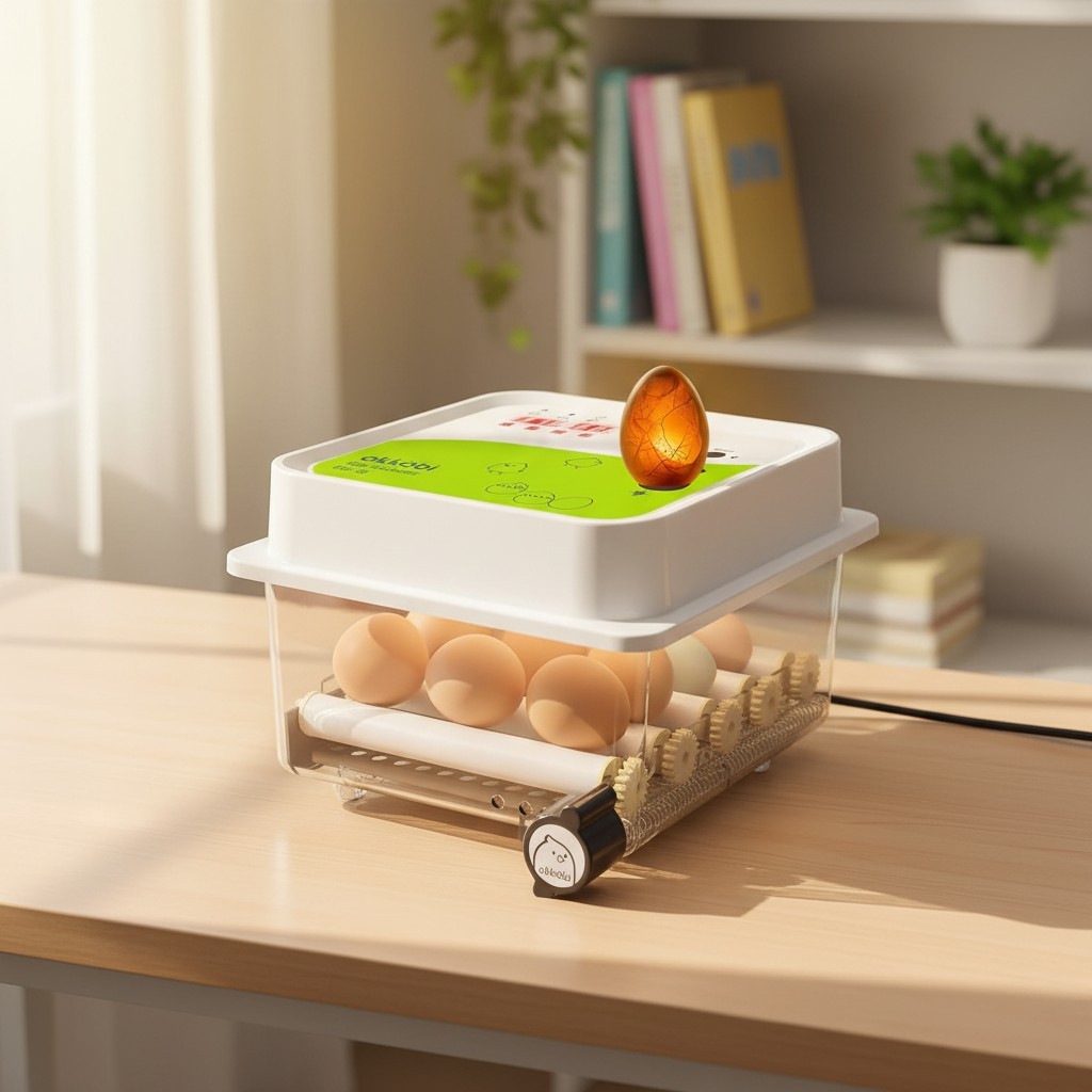 Easy Use 12 Egg Incubator with Humidity Control & Safe Egg Viewing Candler