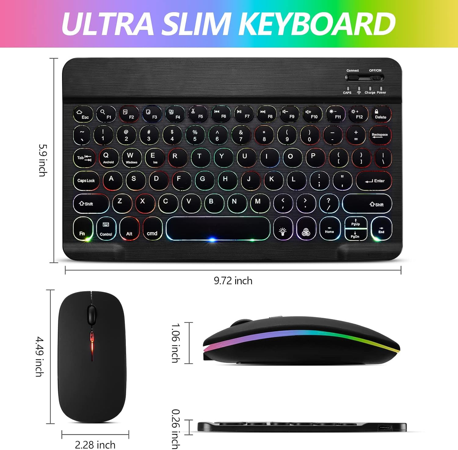 Ultra-Slim Lightweight Bluetooth Keyboard and Mouse Portable Wireless Keyboar...