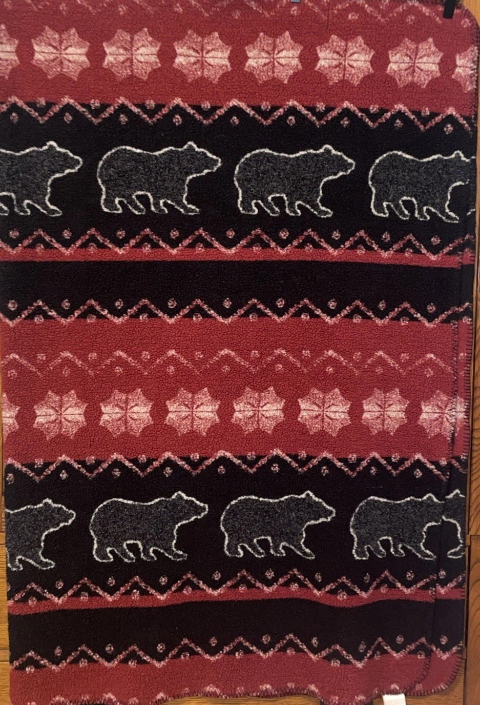 VTG Woolrich Home Blanket Bears And Snowflakes Fleece Farmhouse 50”x 70”Throw