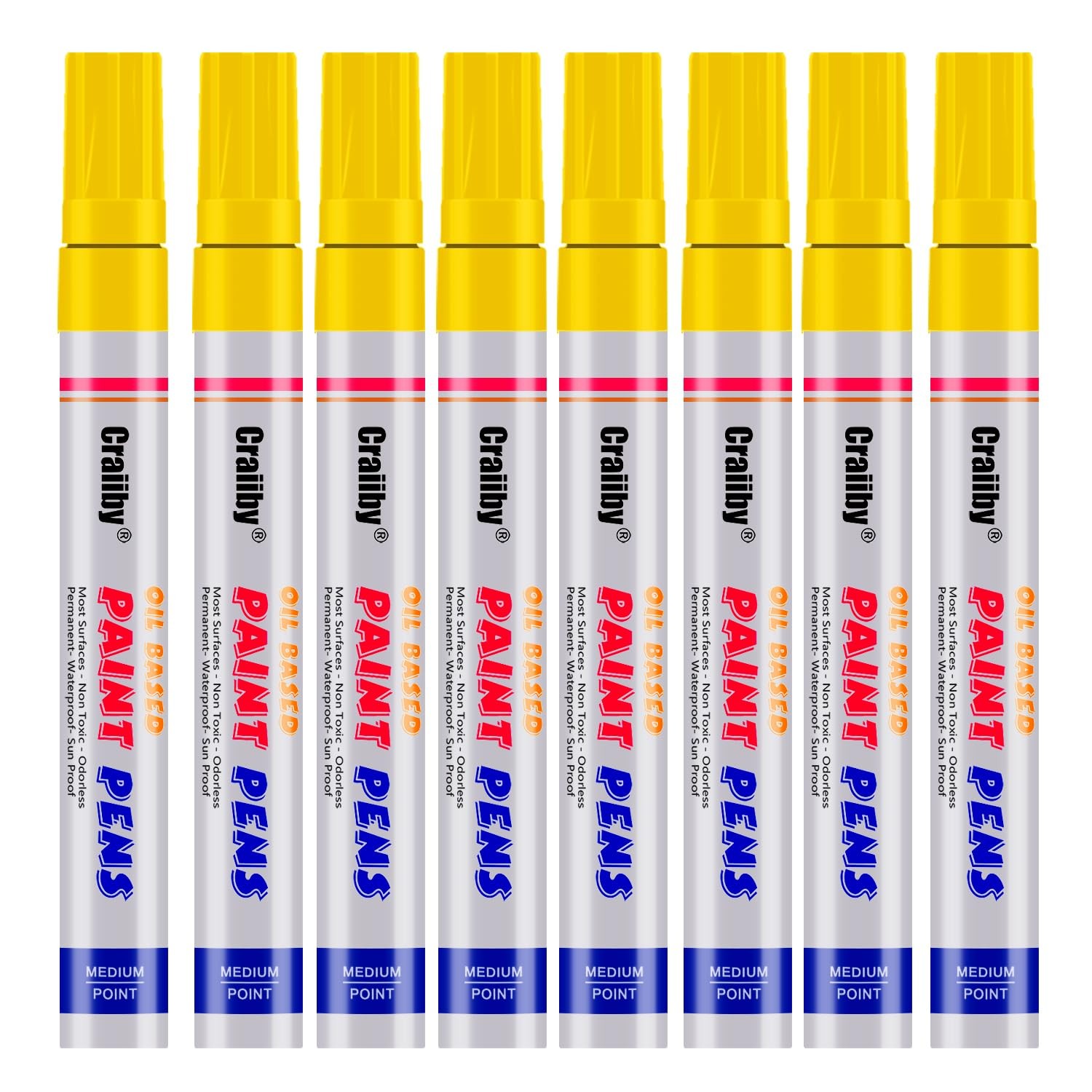 Yellow Paint Markers, 8 Pack Oil-Based 1 Count (Pack of 8), Yellow#2 