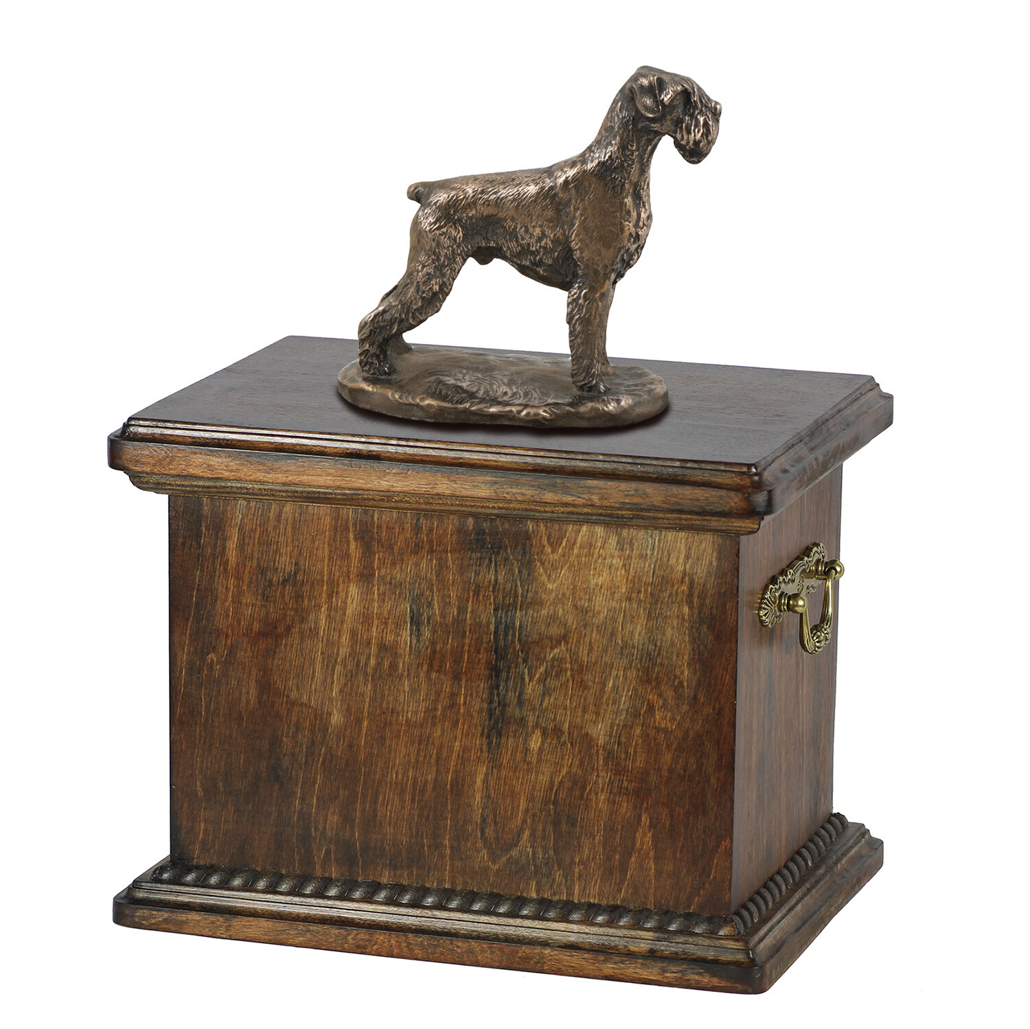 Schnauzer I Wooden Urn With A Statue Art-Dog