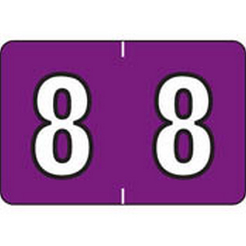 Colwell Compatible Numeric "8" Labels, Polylaminated Stock, 1" X 1-1/2"