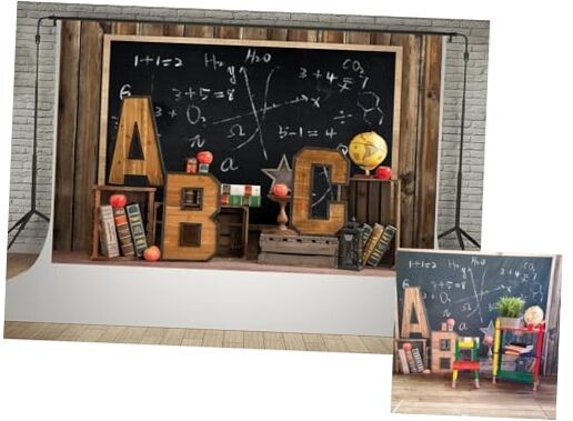  Fabric Welcome Back to School Backdrop for Photography Black Chalkboard 7x5ft