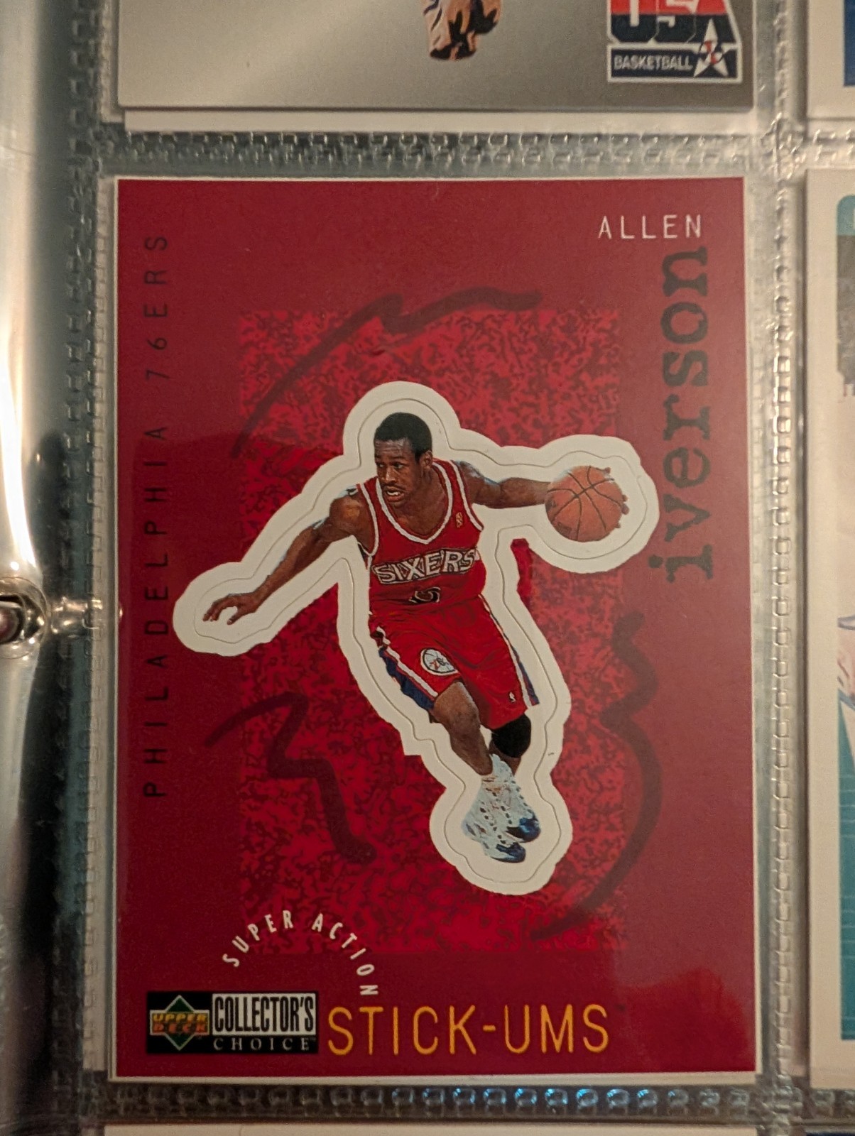 Upper Deck Allen Iverson 76ers Collector's Choice Stick-Ums Super Action