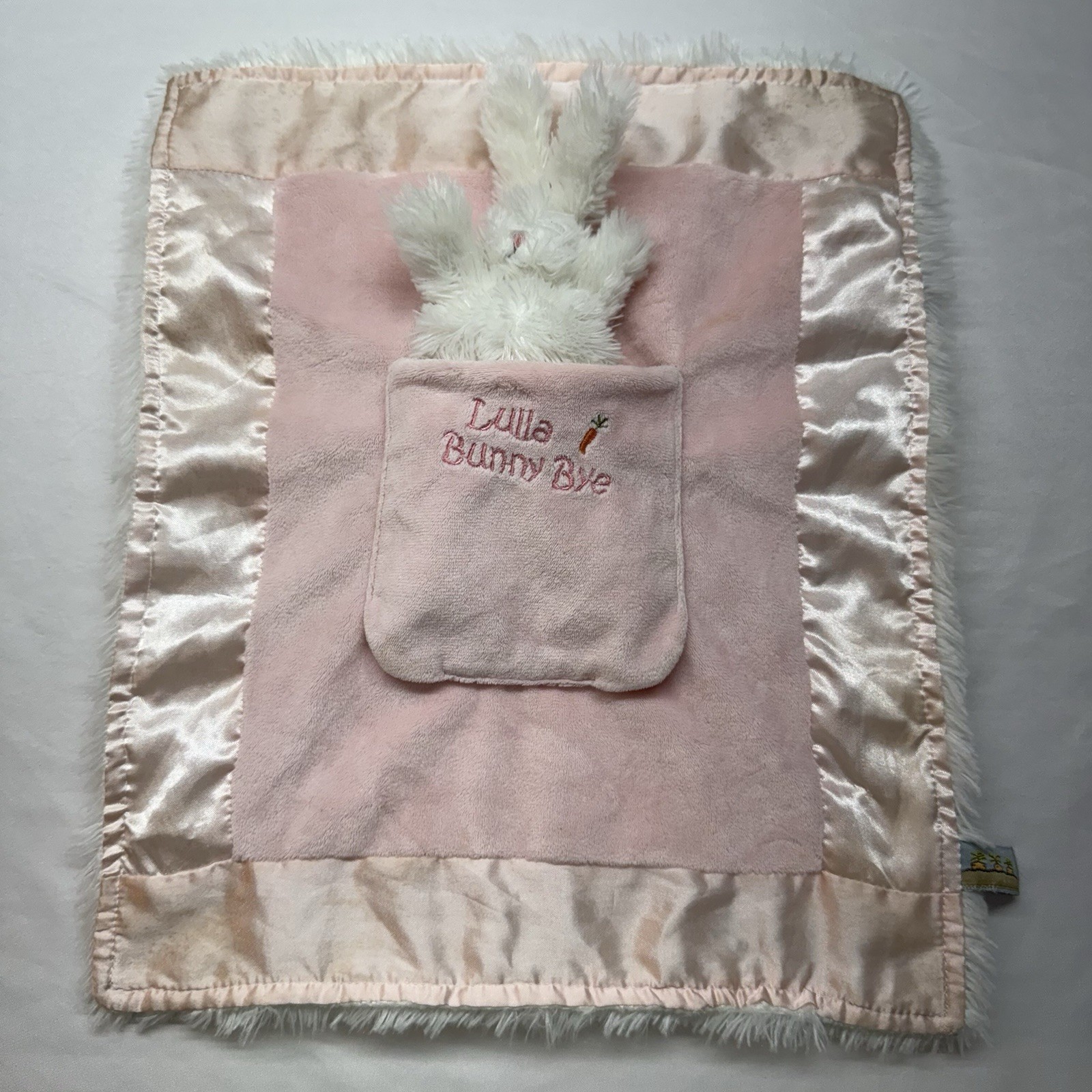 Bunnies by the Bay Lulla Bunny Bye Plush Pink White Security Blanket Baby Lovey