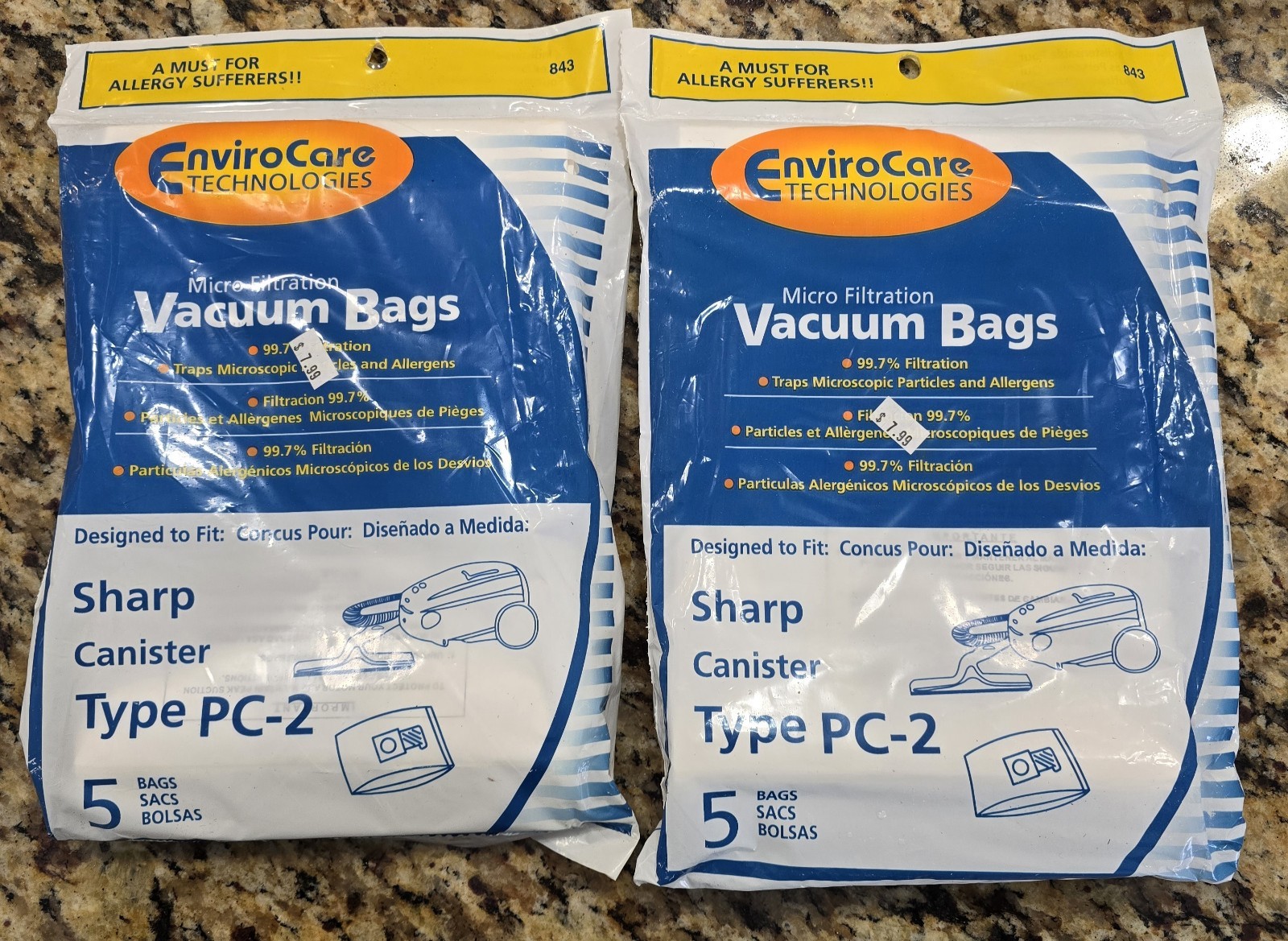 Set of Sharp Vacuum Bags PC-2 Canister by Envirocare (set of 2 bags =10 vac bags