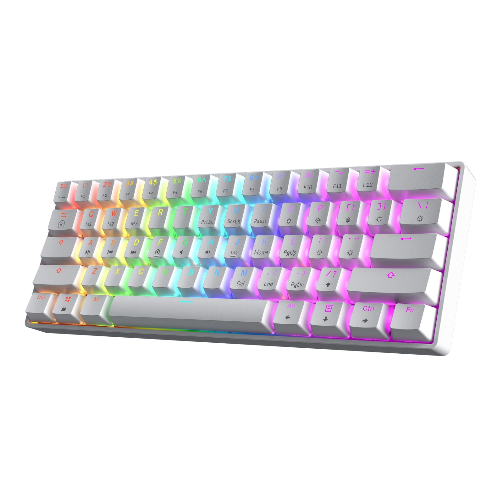 GK61 60% v3 Hotswap Mechanical Gaming Keyboard 61 Keys RGB White Brown Switch
