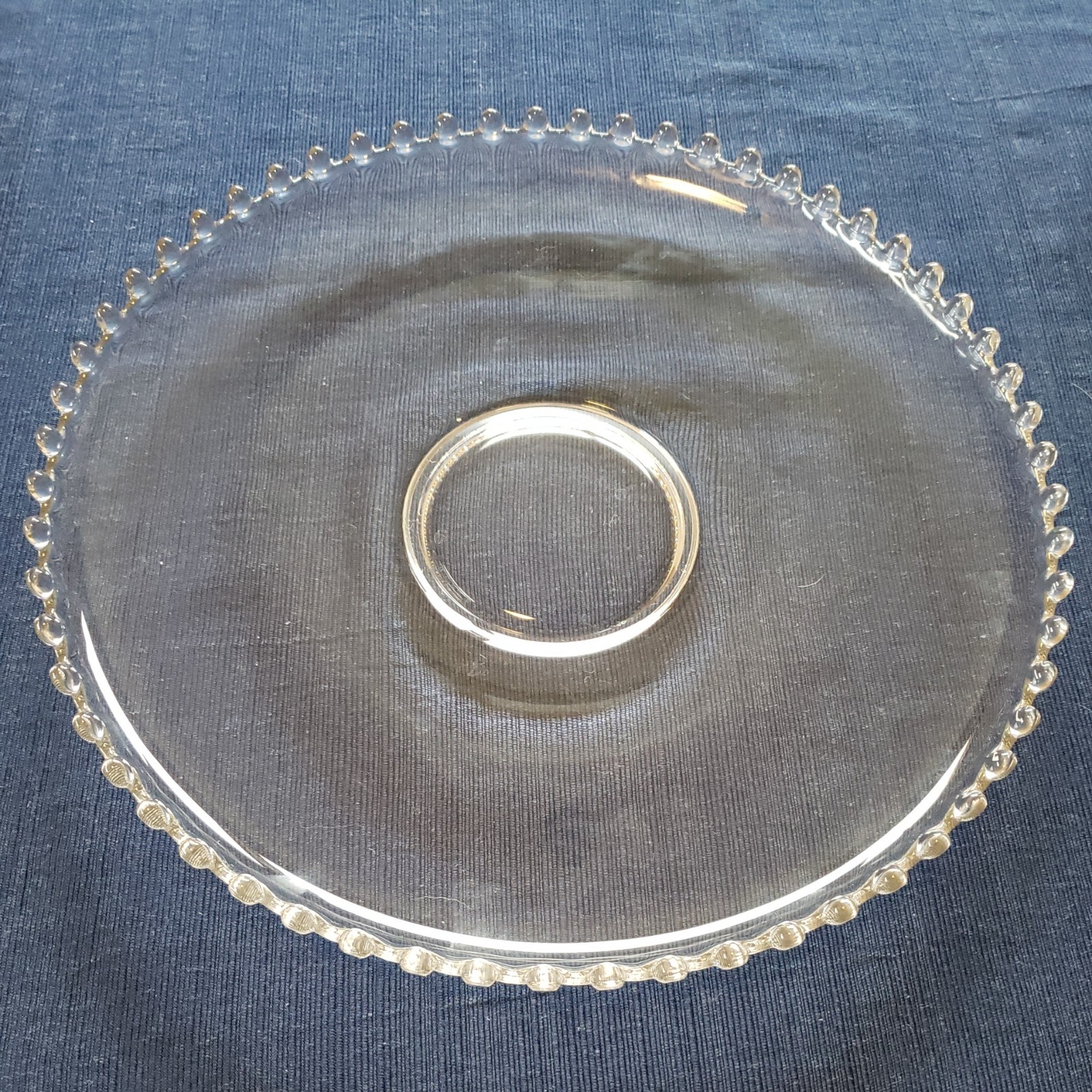 Imperal Glass Candlewick 12.5 inch cupped edge torte plate