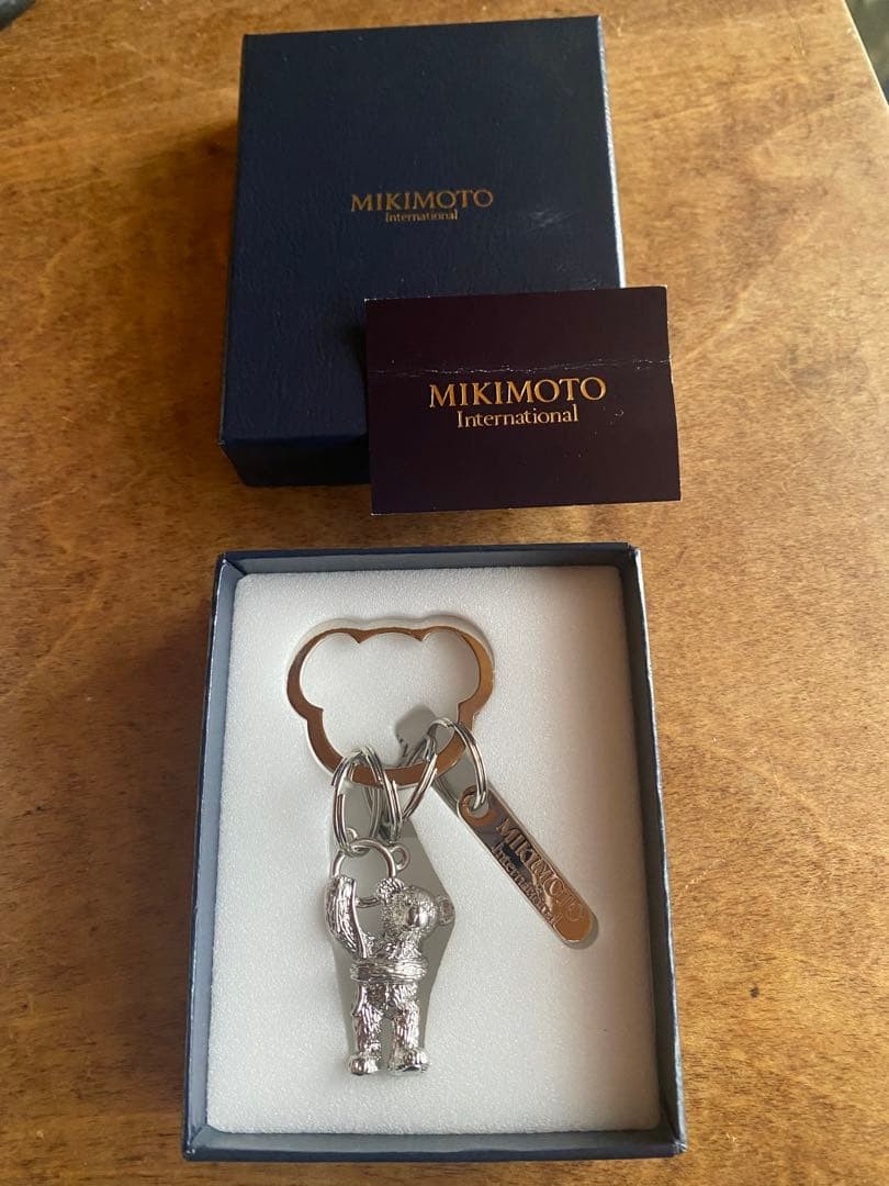 MIKIMOTO Silver Bear Keyring Keychain Excellent Condition Unused From Japan