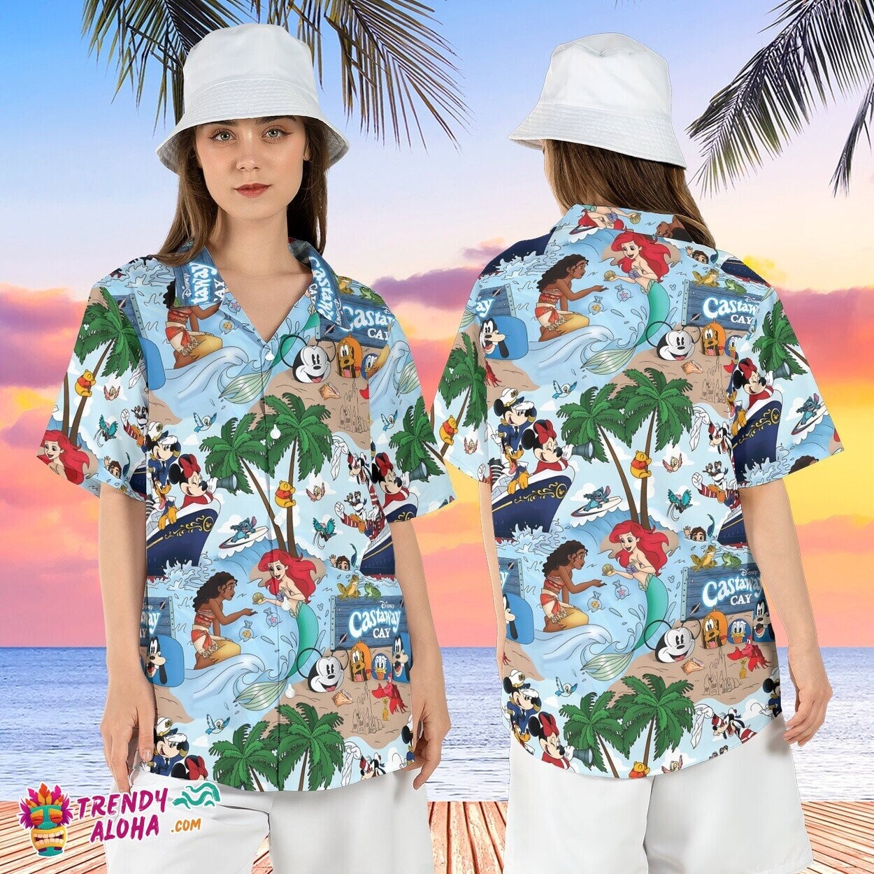 Disney Cruise Vacation Castaway Cay Summer Beach Aloha Shirt