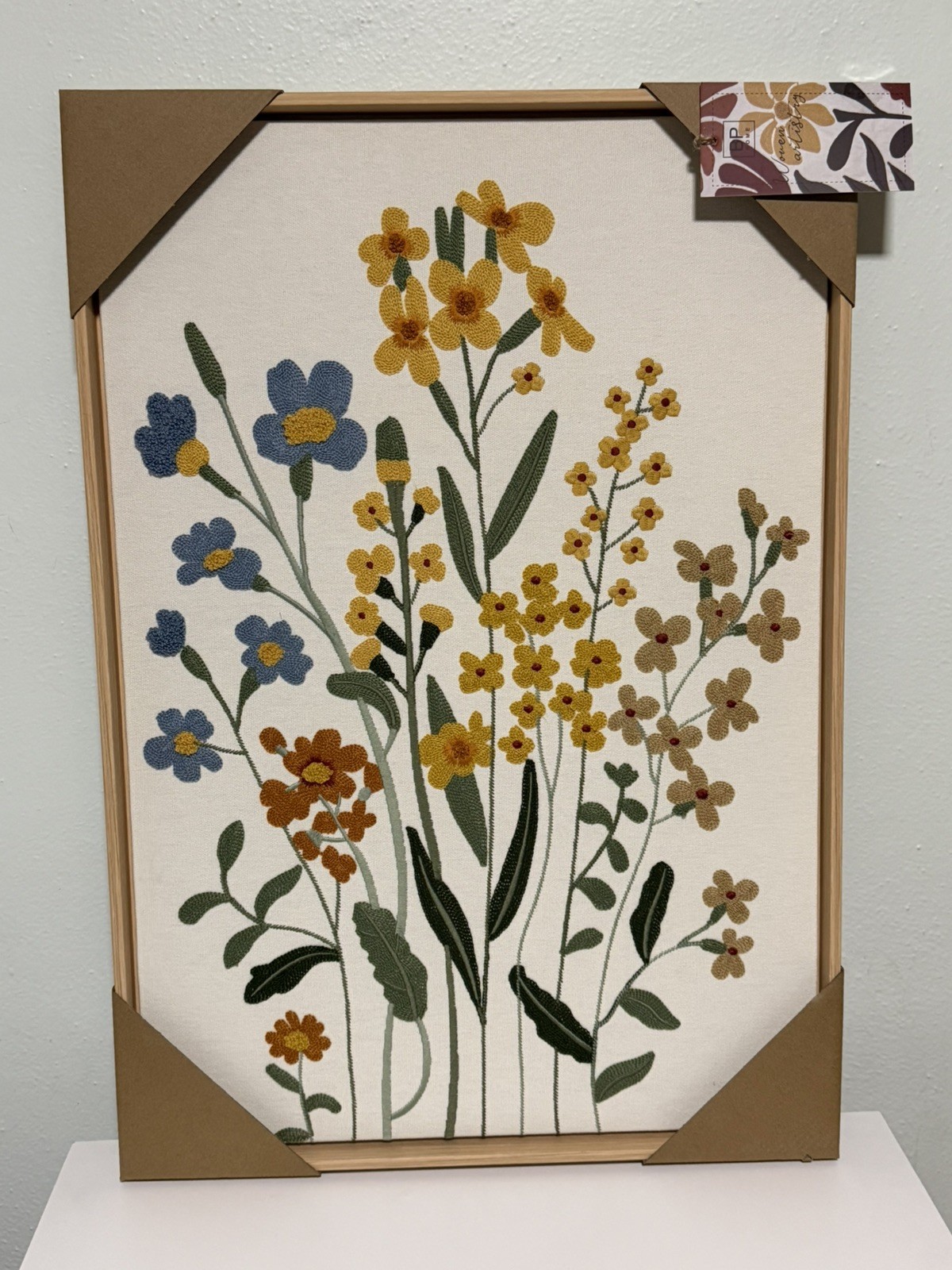 BP Home Textile Embroidery Woven Wall Art Wild Flowers 26" x 18" NWT 