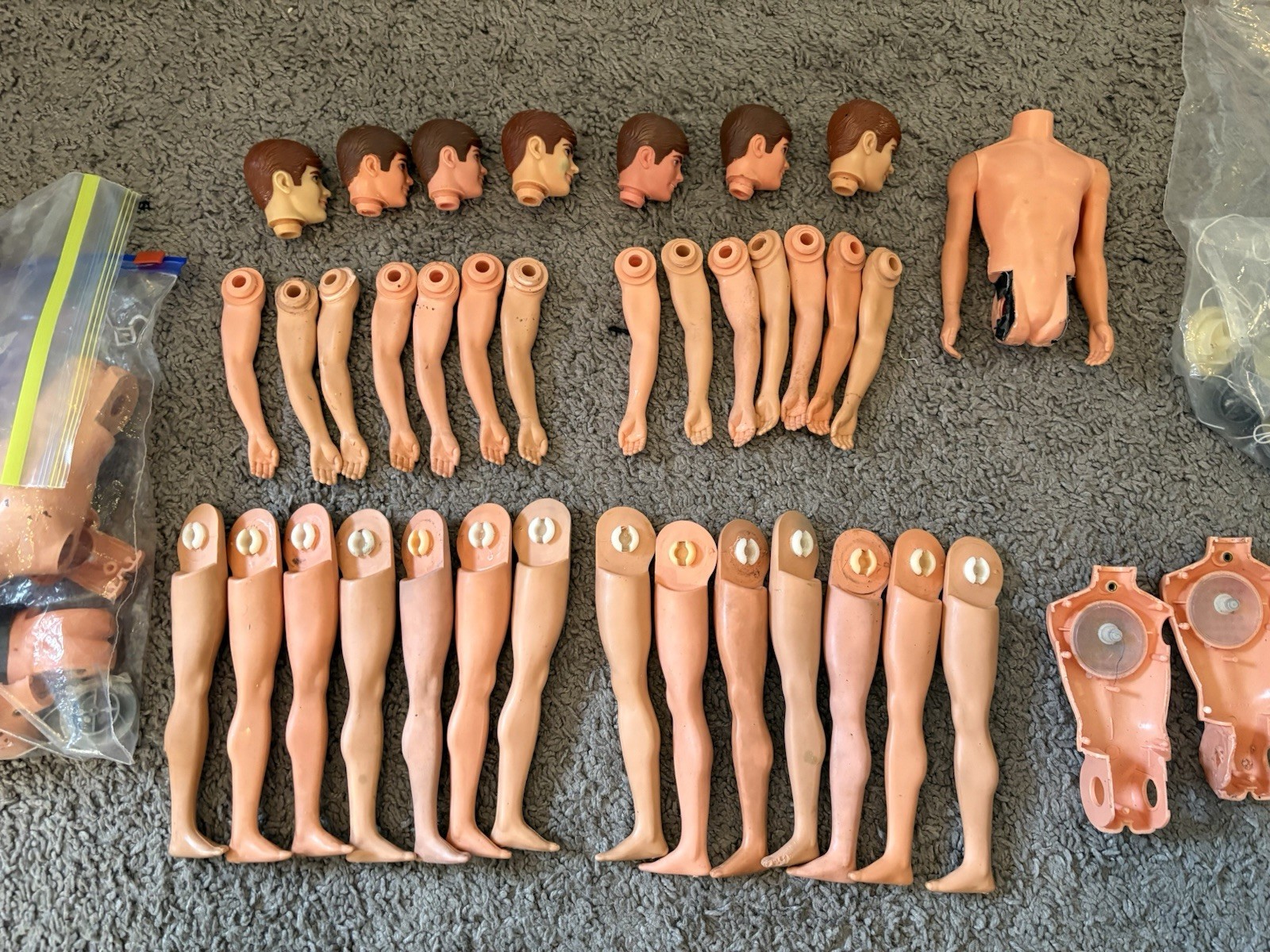 Vintage Mattel Barbie Doll Talking Ken Mod Huge Major TLC LOT Parts Heads Legs