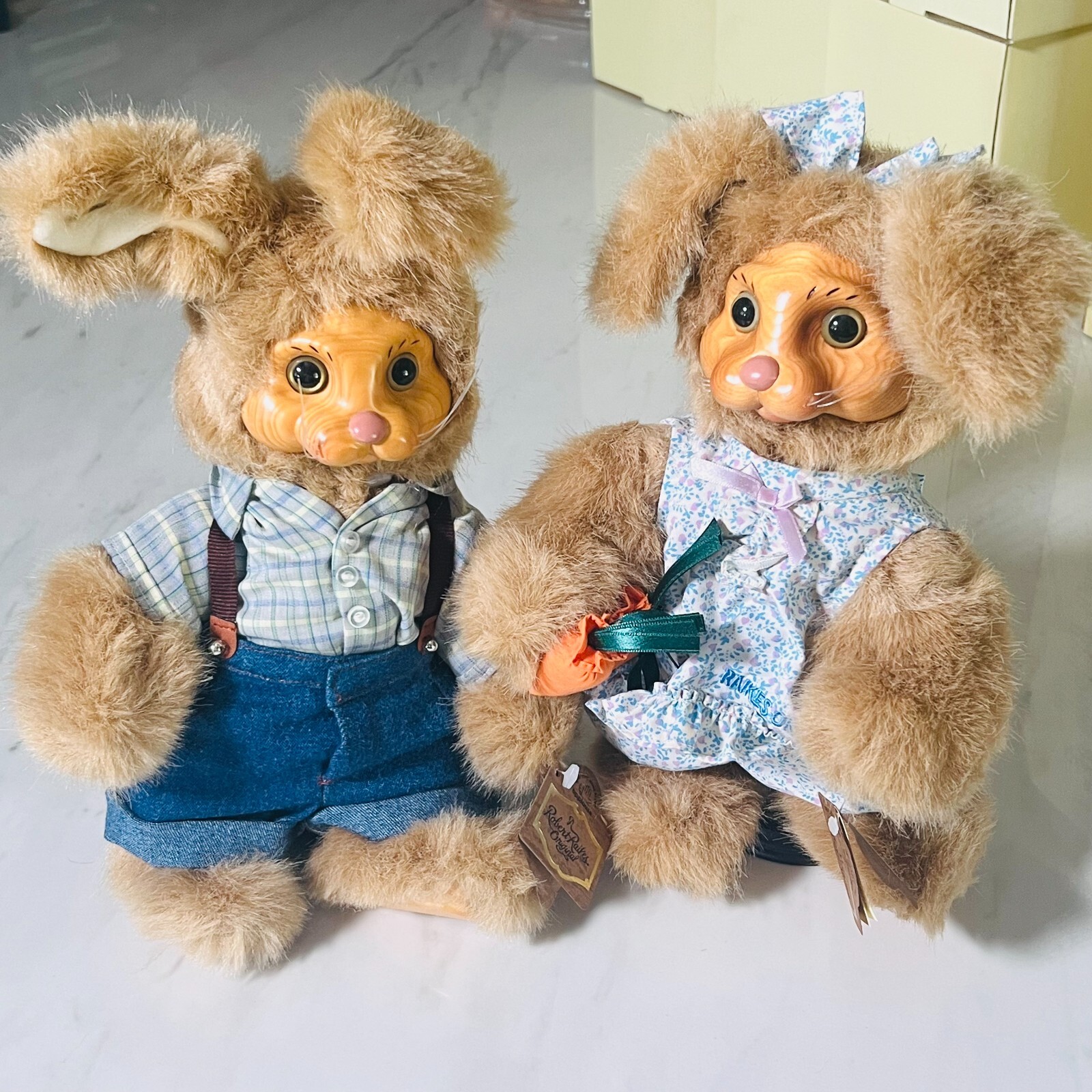 Robert Raikes Easter Bunny Doll Set - Dottie and Dylan New with Tags COA Rabbit