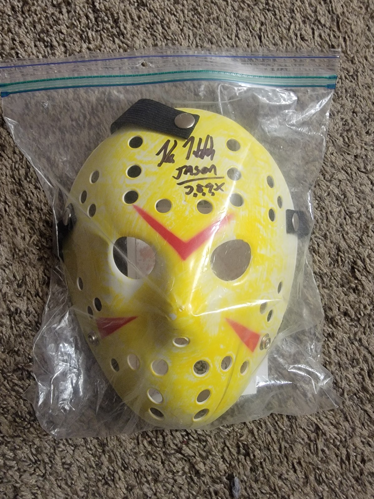 kane hodder signed jason mask w/coa and photo