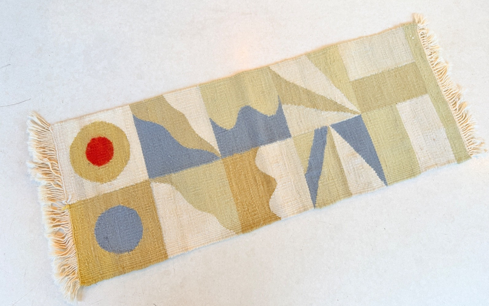 Mid Century Textile Modern Handwoven Wool Tapestry Wall Art Abstract Geometry