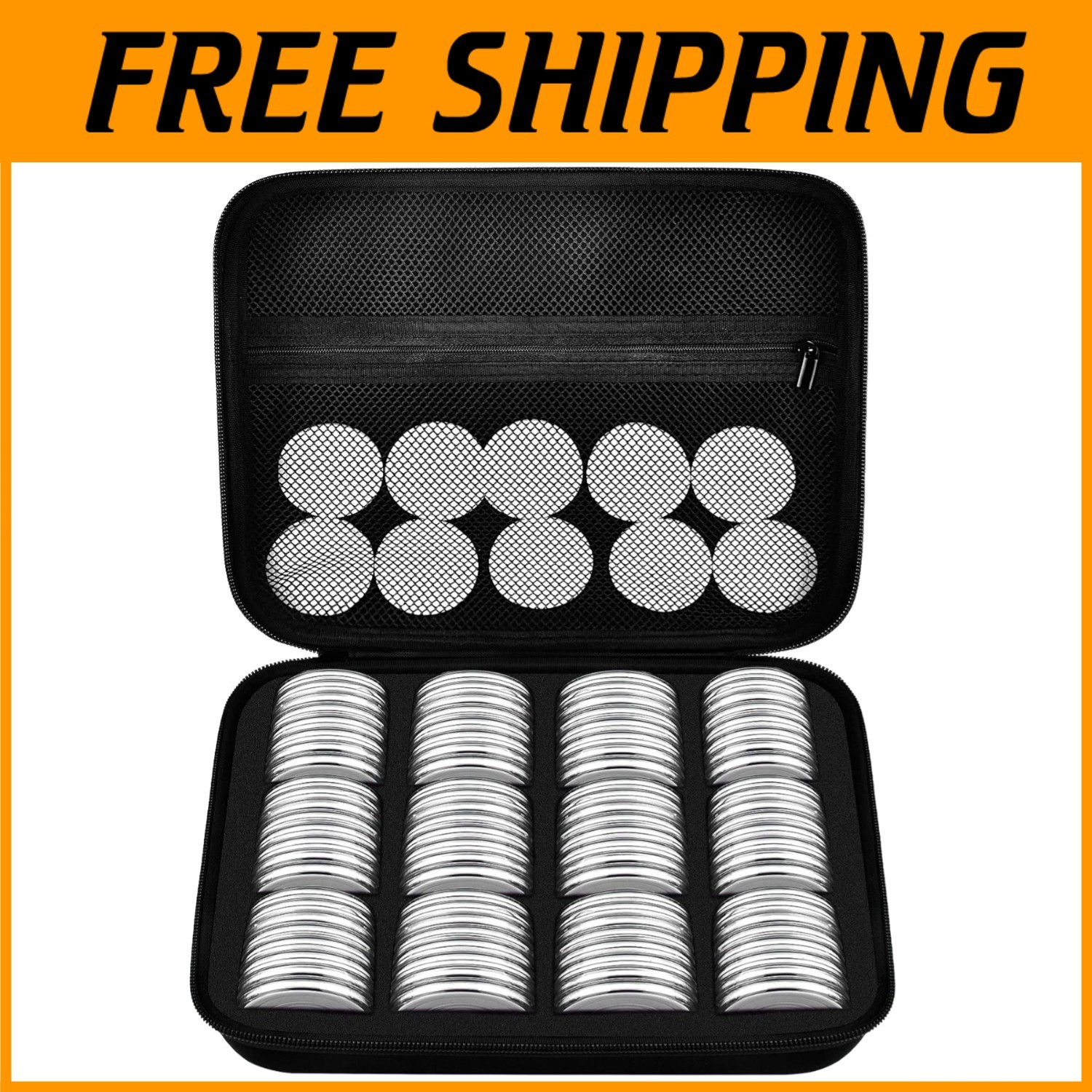 Coin Capsules Set with Foam Gasket - Organizer Box Included