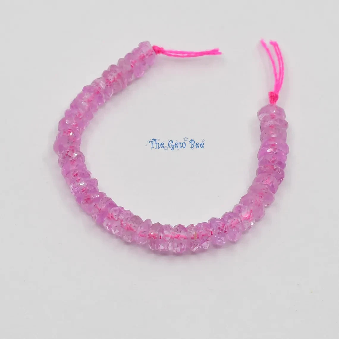 3mm Transparent Natural Cherry Blossom Pink Sapphire Faceted Rondelle 2" strand