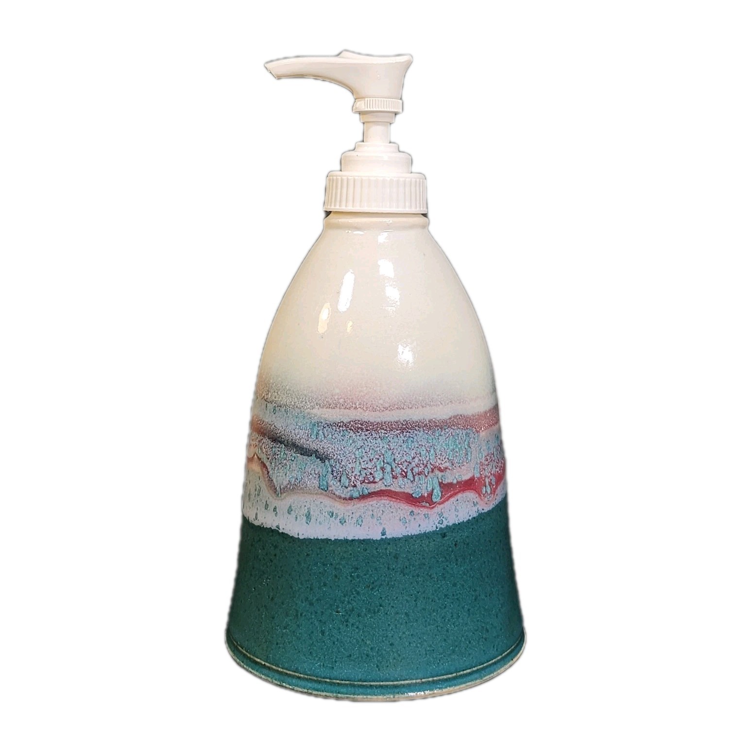 Studio Art Pottery Signed Mark Hudak Speckled Drip Glaze Soap Dispenser