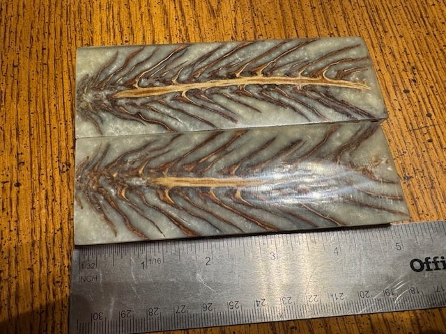 Pair of Beautiful deep Grey leaf pattern Resin Knife Handle Blank Scale