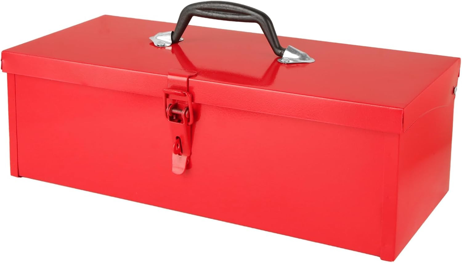 15 Inch Small Tool Box Red Tool Box Metal Tool Boxes with Metal Latch Closure & 