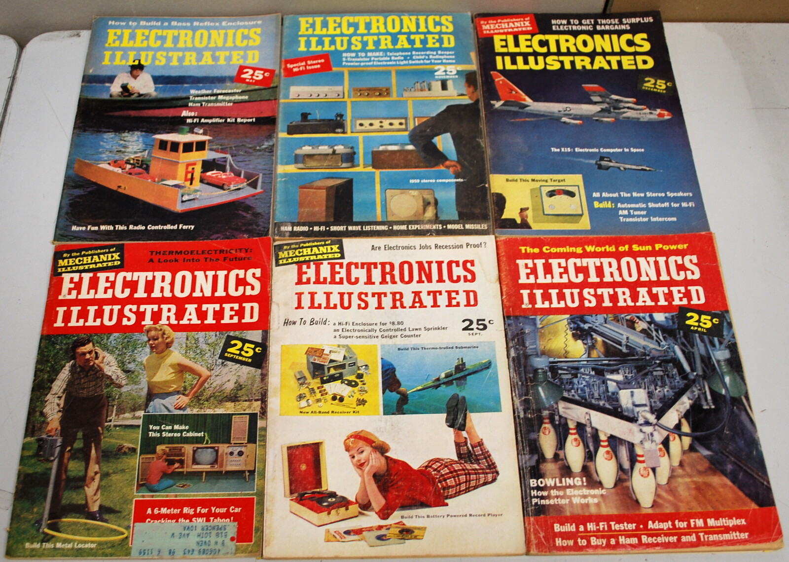 Rare  Electronics Illustrated  Magazine 6 Issues 1958-1959 Ships Worldwide 