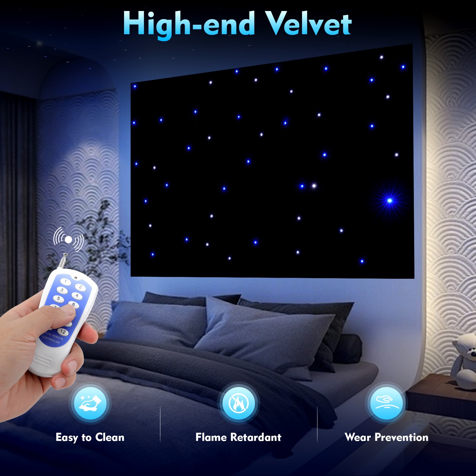 LED Star Stage Backdrop 19.69*9.48ft LED Star Curtain Background Starry Sky DMX