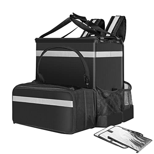  Food Delivery Backpack with Drink Holders & Dividers, Insulated Delivery Bag 