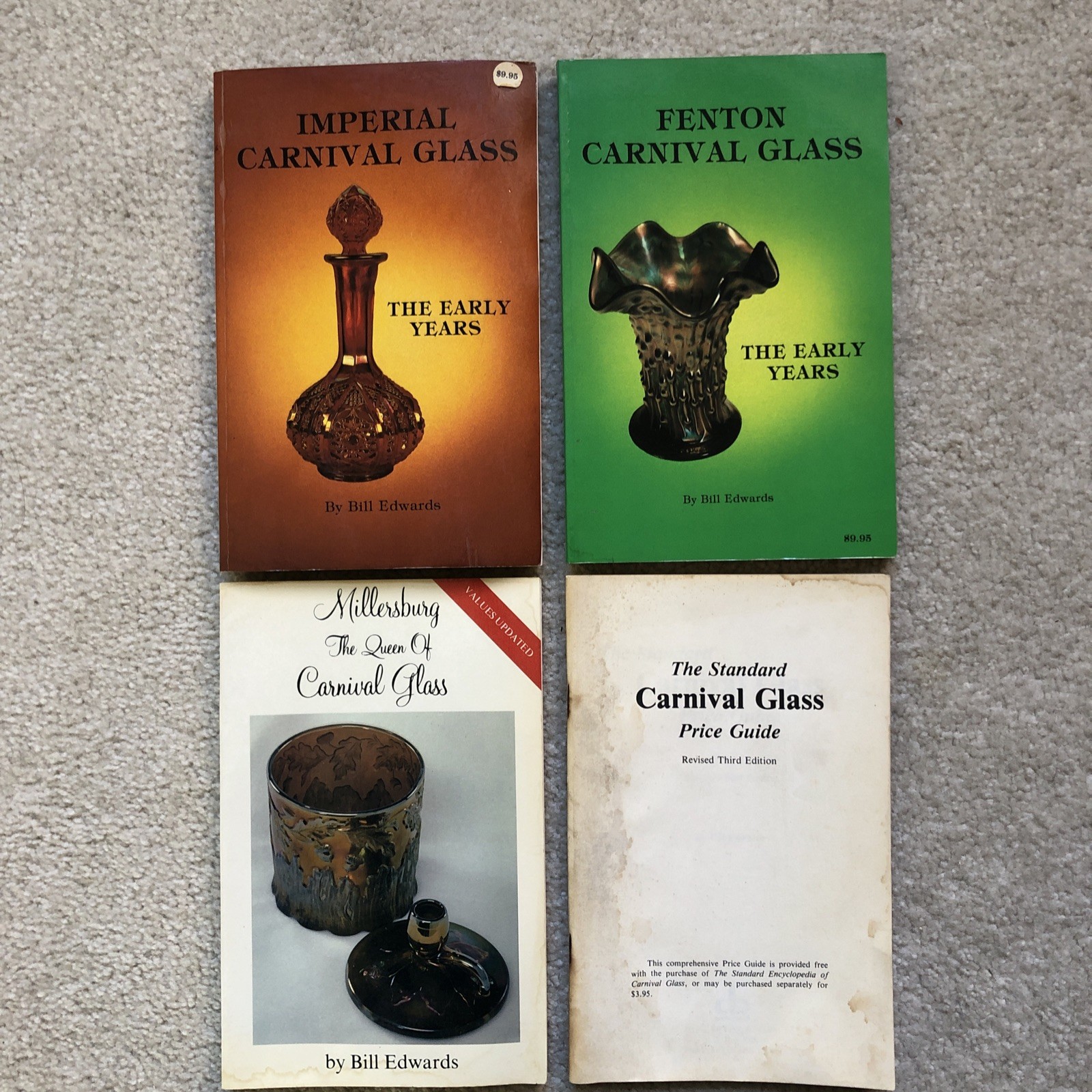 Set Of 4 Carnival Glass Reference Books/Price Guide Bill Edwards FREE SHIPPING
