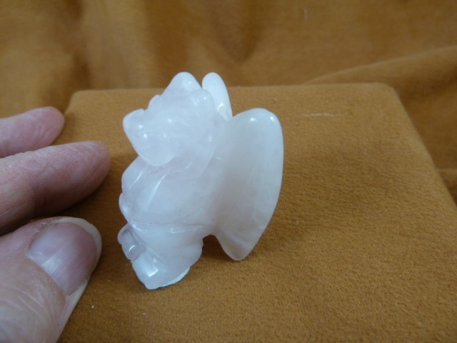 Y-GAR-577 Rose quartz crystal statue GARGOYLE gemstone figurine Gothic stone gem