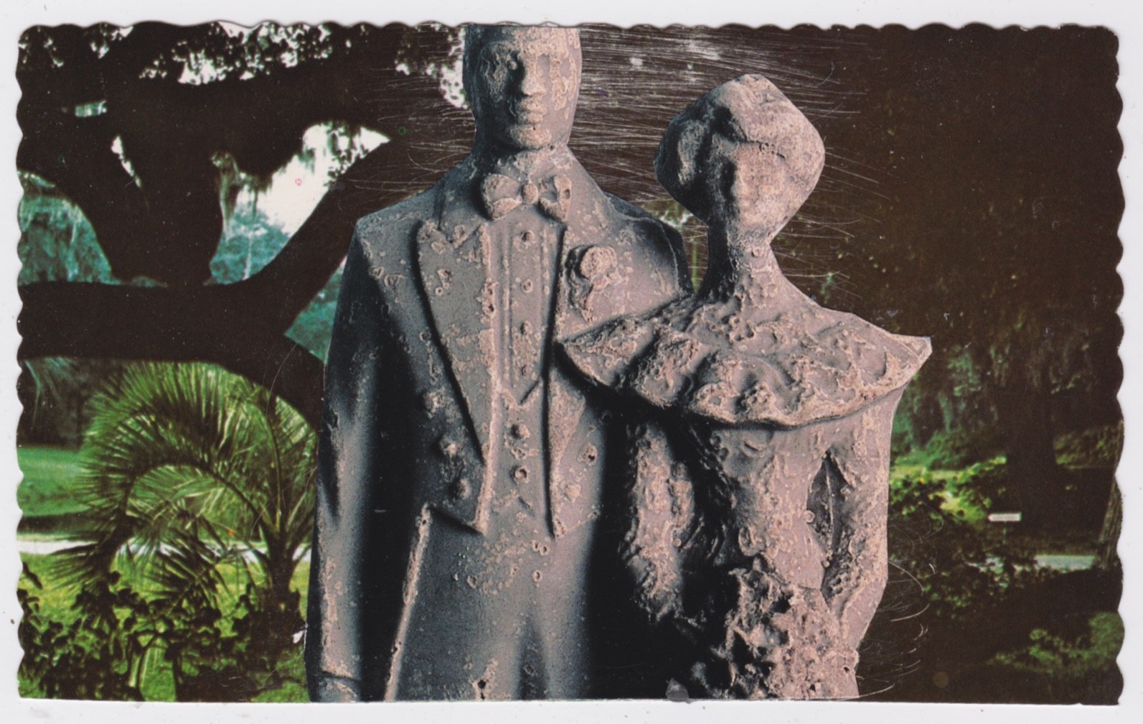 Mail Art David Greenberger "Standing in the Shadows of Love" collaged postcard