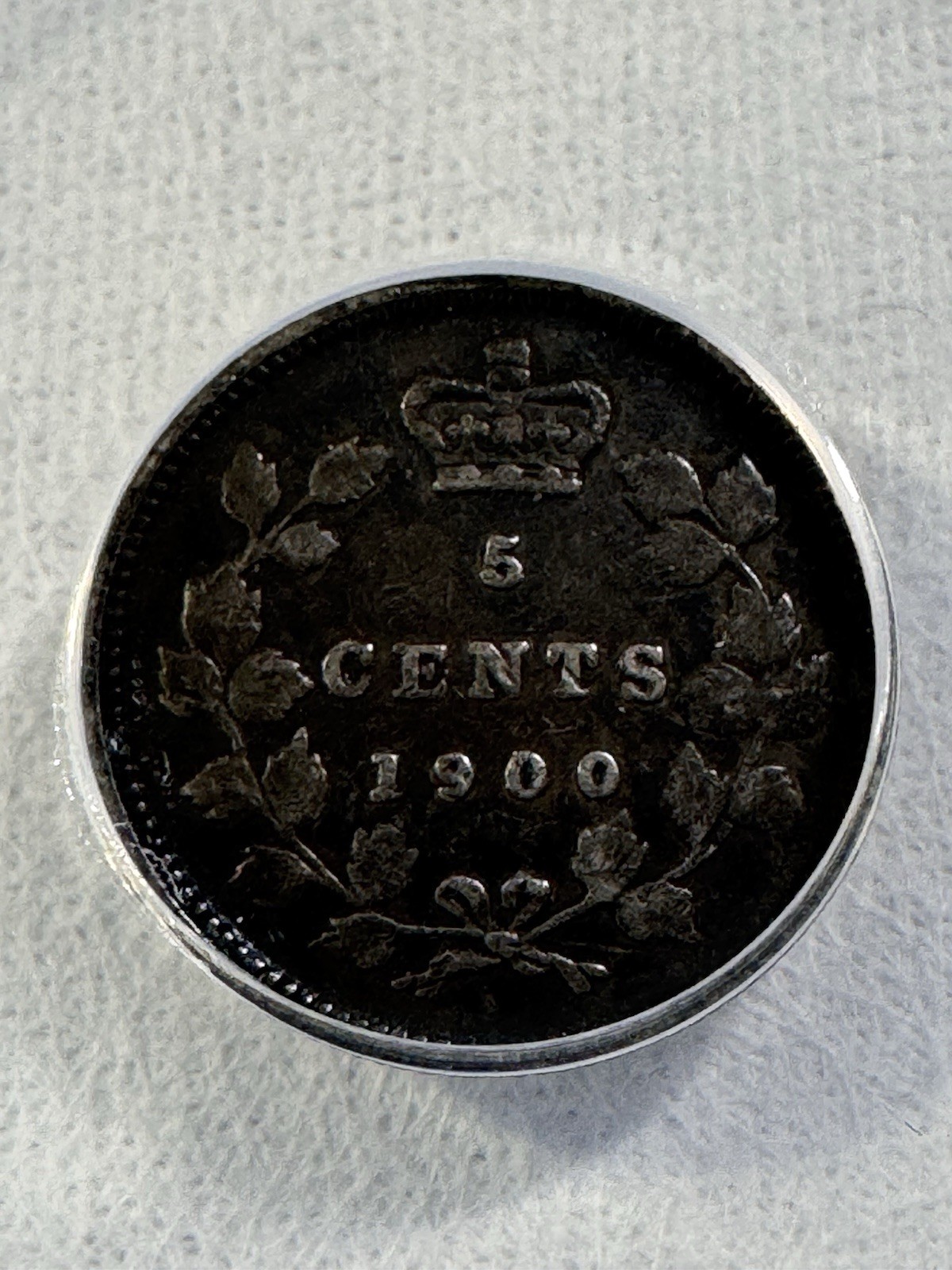 1900 Canada 5 Cents Small Silver Coin Oval 0's Graded VF 30 by ANACS