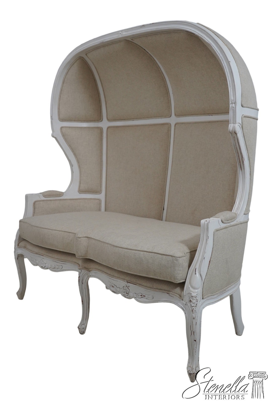 L72132: Louis XV Style Hooded Throne 2 Seat Porter Settee