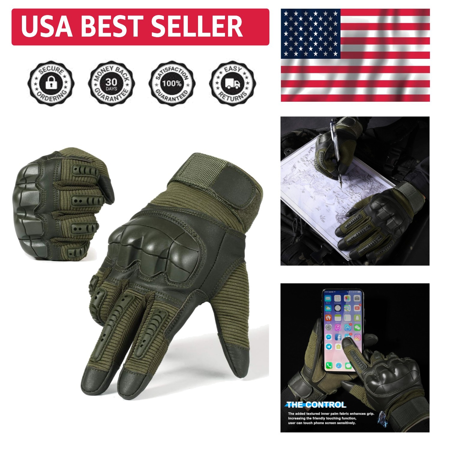 Durable Touchscreen Tactical Gloves for Men - Ideal for Motorcycling & Sports